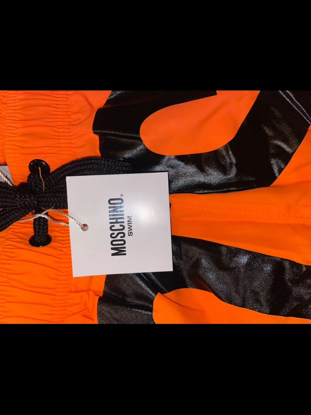 New! Moschino Neon Orange Logo Swim Shorts Oversized Graphic Beach Trunks🧡 M NWT